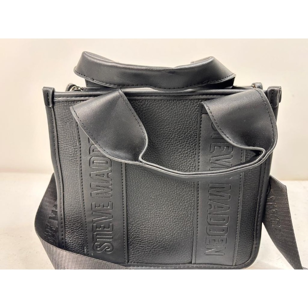 Steve Madden Black Faux Leather Tote Bag Crossbody Handbag with Strap